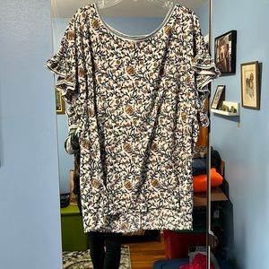 Floral Ruffle Sleeve Top